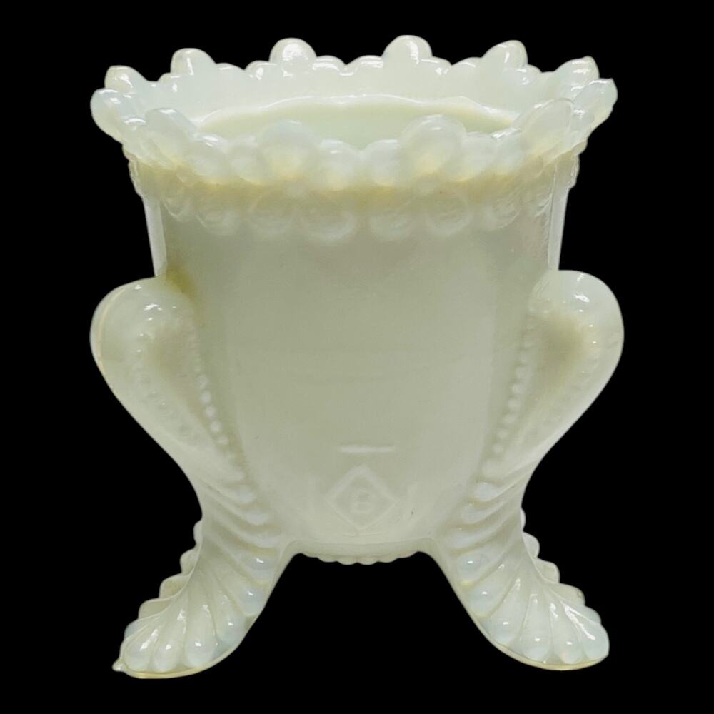 Forget Me Not Toothpick Holder Boyds Art Glass 2000 Silver White  - B1011